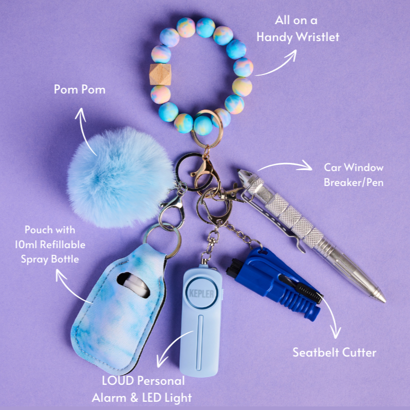 Safety Keychain I Blue Illusion Beaded