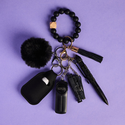 Safety Keychain I Midnight Black Beaded