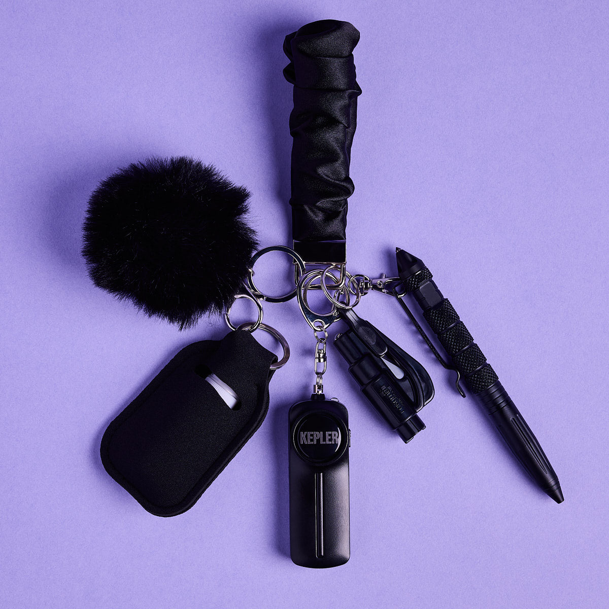 Safety Keychain I Black Onyx Scrunchie