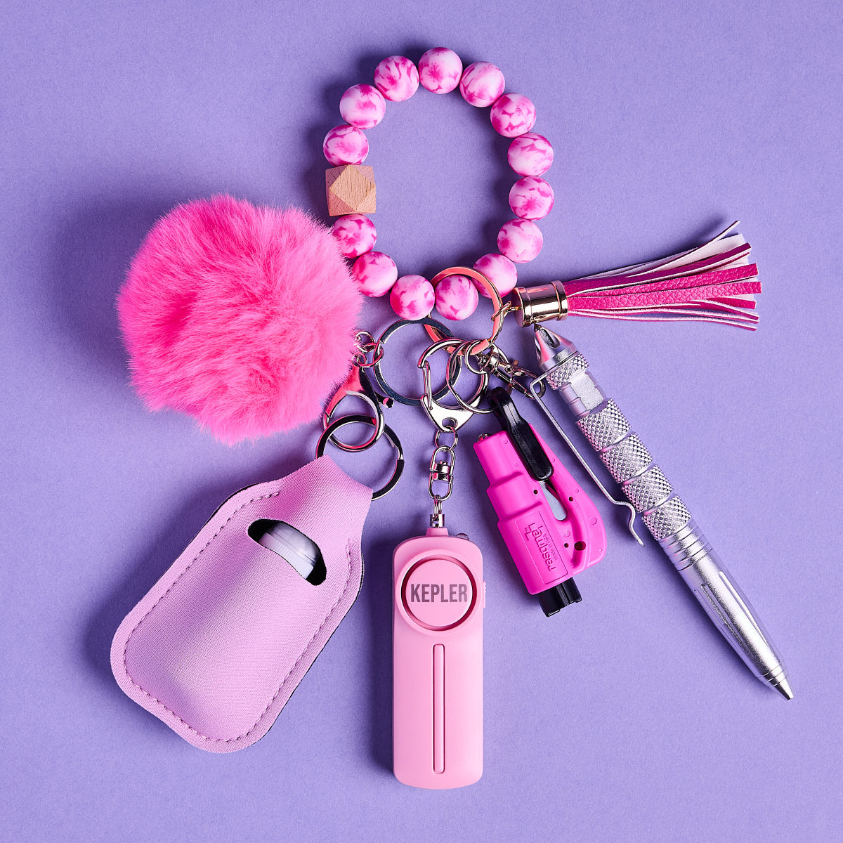 Safety Keychain I Pink Sassy B!tch Beaded – Kepler Safety Keychains