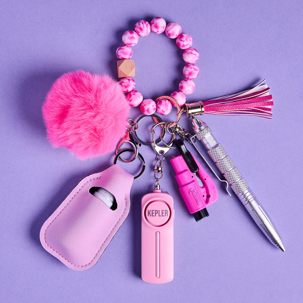 Safety Keychain I Pink Sassy B!tch Beaded