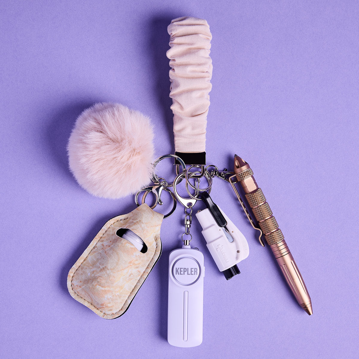 Safety Keychain I Sandy Glow Scrunchie