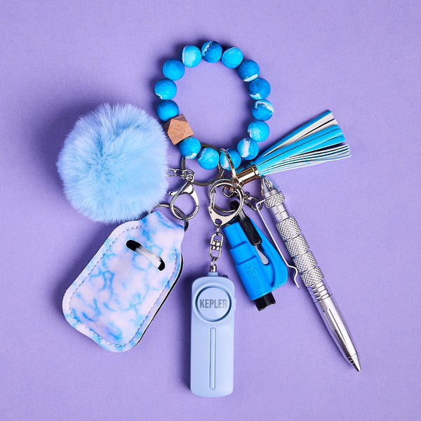 Safety Keychain I Blue Ocean Mist Beaded – Kepler Safety Keychains