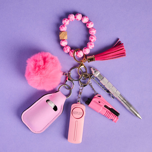 Safety Keychain I Pink Sassy B!tch Beaded