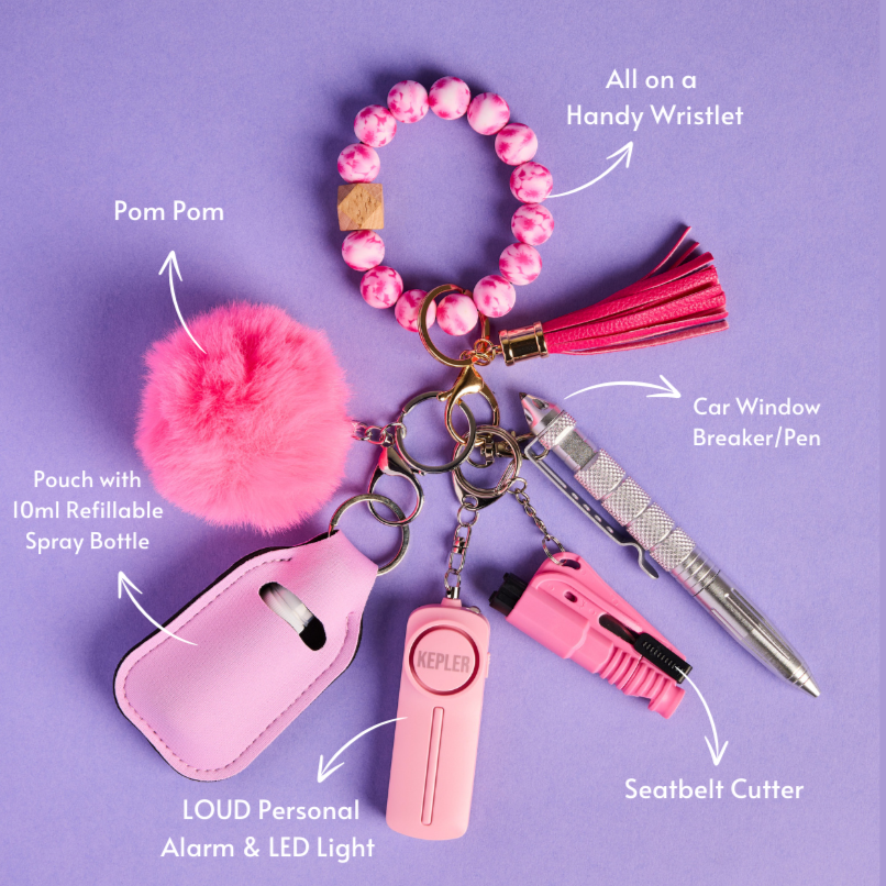 Safety Keychain I Pink Sassy B!tch Beaded