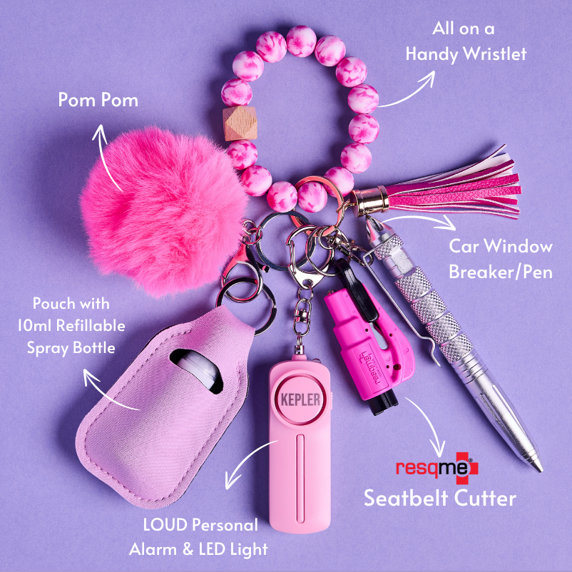 Safety Keychain I Pink Sassy B!tch Beaded – Kepler Safety Keychains