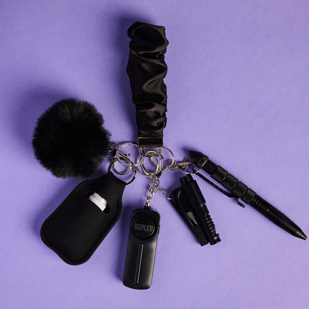 Safety Keychain I Black Onyx Scrunchie