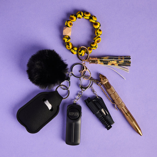 Safety Keychain I Sunflower Beaded – Kepler Safety Keychains